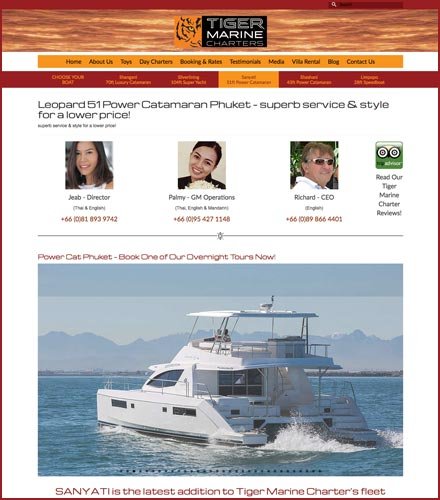 yacht hire website design phuket finflix boat listing page